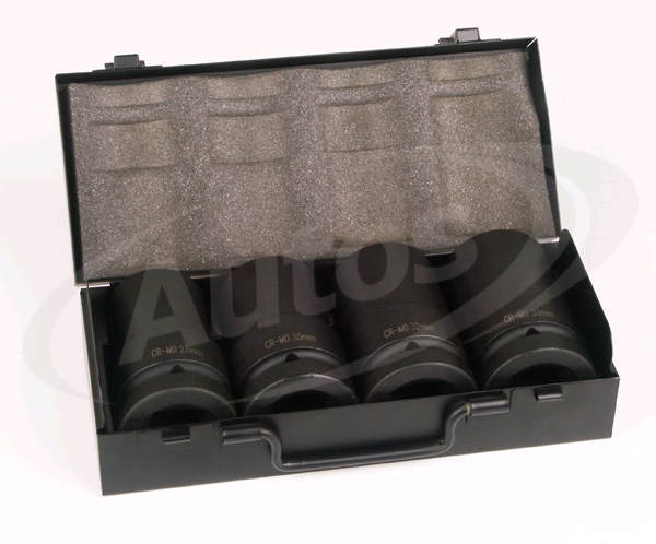 Hlavice nástrčná úderová prodloužená - sada 1" / 27, 30, 32, 33mm