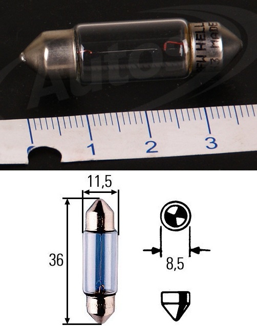 Žárovka 12V 5W SV8,5 10X36 C5W sufit HELLA