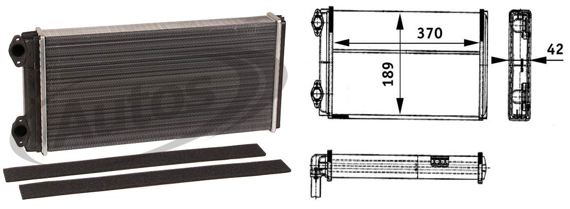Vložka topení 370x177x40 MAN L2000, M2000 od 10.1993 od 12.2005