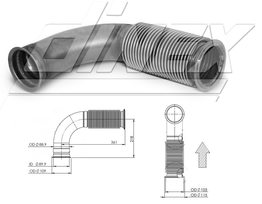 Trubka výfuku přední s pružným dílem DAF LF55, CF65