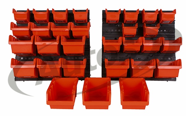 Organizér stohovatelný s držákem na stěnu ORDERLINE 400x165x400 - sada 32 ks