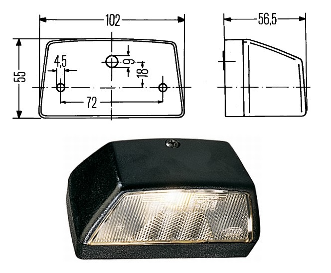 Osvětlení SPZ boční 24V/24V R10W MERCEDES O309, O402, O405, O407, T2/L, T2/LN1, Vario