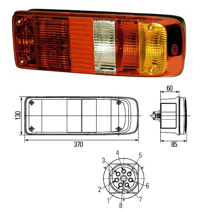 Svítilna zadní 7-dílná 24V/ P21W, R10W, T4W/ P DAF, SCANIA