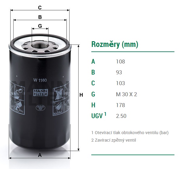 Filtr oleje MAN L2000,M2000, SOLARIS Urbino, STEYER, NEOPLAN, OTOKAR, VAN HOOL