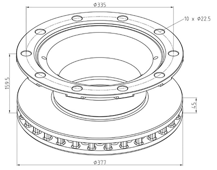 Kotouč brzdový 377x45x160 BPW SKH/SB3745, SKHBF 9010 Eco Plus 