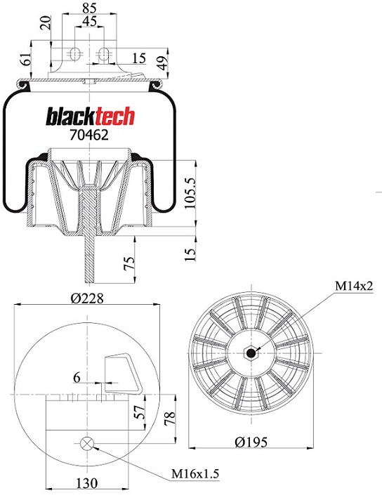 Vlnovec pérování kompletní - plastový  zvon IVECO Stralis