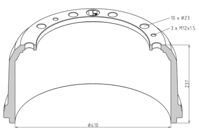 Buben brzdový 410x237 PN MERCEDES Actros, Axor