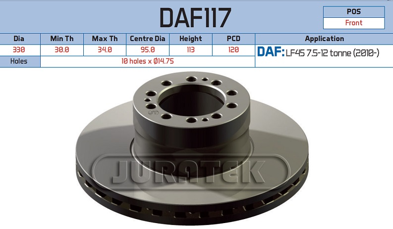 Kotouč brzdový 330x34x113 PN DAF LF45 7,5-12T od 2010