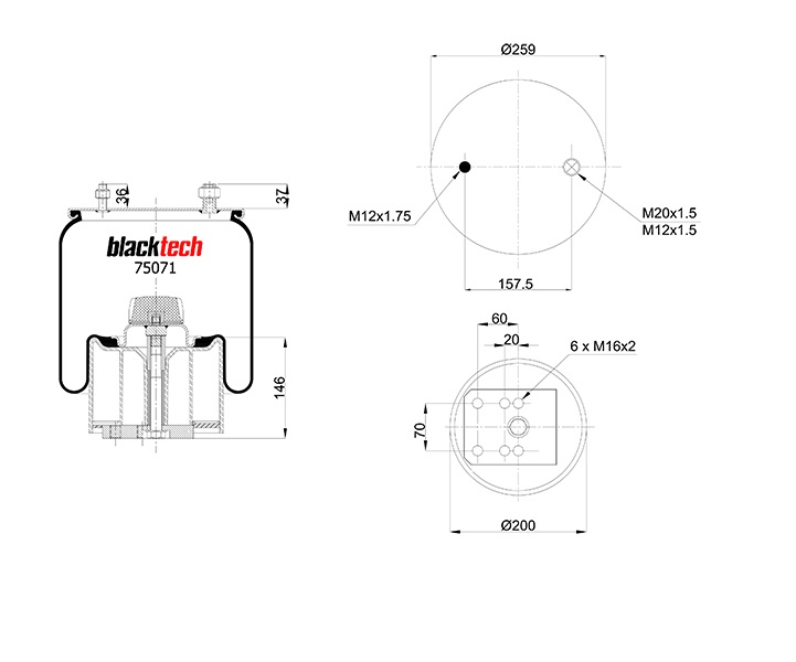 Vlnovec pérování kompletní - plastový zvon BPW typ 30K