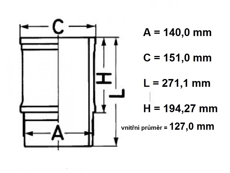 Vložka válce 127mm s kroužky SCANIA P,G,R,T, série 4 DC9 19/20/21 DC1/DSC12 D11/D12
