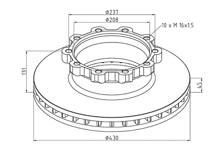 Kotouč brzdový 430x45x131 ZN SCANIA P,G,R,T, od 01.2003/ série 4 od 05.1995