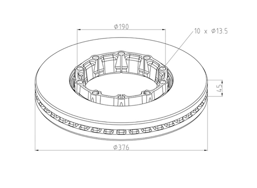 Kotouč brzdový 376x45x57,5 SAF SKRB 9019KI Integral, 9019WI Integral 19,5"