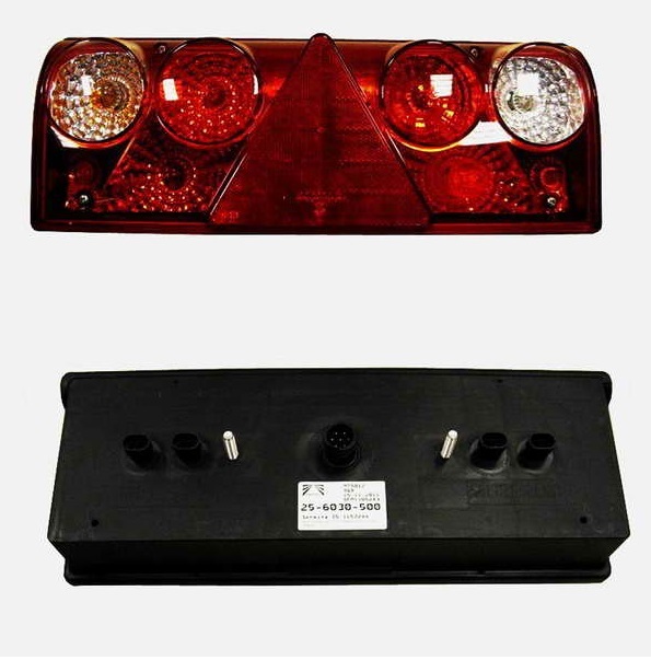 Svítilna zadní L EUROPOINT II s trojúhelníkem a 1+4 oválné konektory