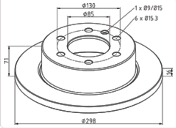 Kotouč brzdový 298x16x71 ZN MERCEDES Sprinter od 2006, VW Crafter od 2006