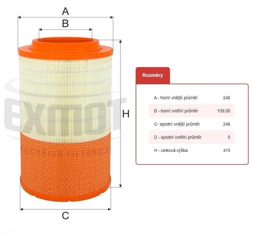 Filtr vzduchu WPO-426FR  IVECO E.Cargo Tector I,II /100E-320