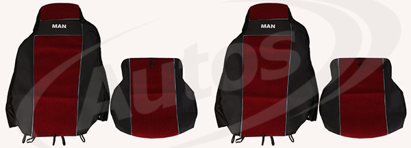 Potah sedadla - sada 1+1 červený MAN TGA