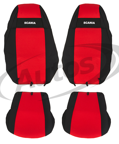 Potah sedadla - sada 1+1 červený SCANIA R