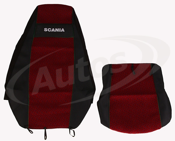 Potah sedadla - sada 1+1 červený SCANIA R