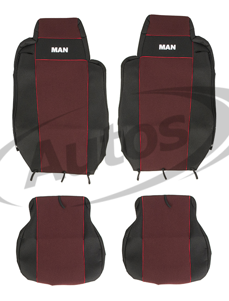 Potah sedadla - sada 1+1 červený MAN TGA,TGM,TGX, TGS,TGL