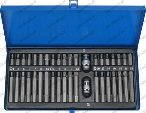Bit 3/8" s adapterem - sada 40 ks - imbus 4-12mm/ Torx T20,T25,T30,T40,T45,T50/ XZN M5-M12