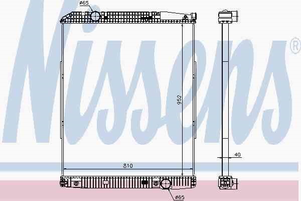 Chladič vody 952x808x42 bez rámu MERCEDES Actros MP1 do 2002, Actros MP2/MP3 