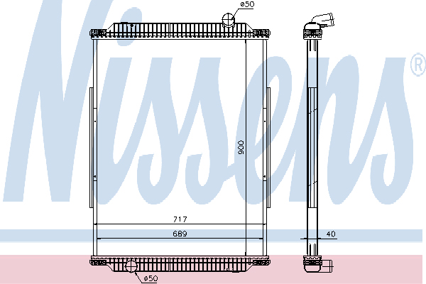 Chladič vody 900x689x40 bez rámu RVI Kerax od 1997