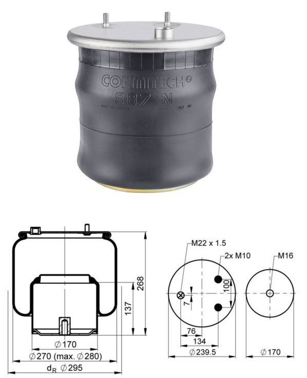 Vlnovec pérování kompletní - železný zvon DAF CF/ XF Euro 6, XF105, CF85, CF75, CF65, XF95