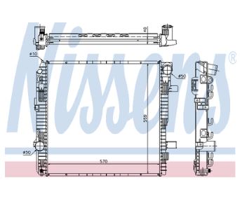 Chladič vody 570x558x42 bez rámu MERCEDES Atego II do 2004