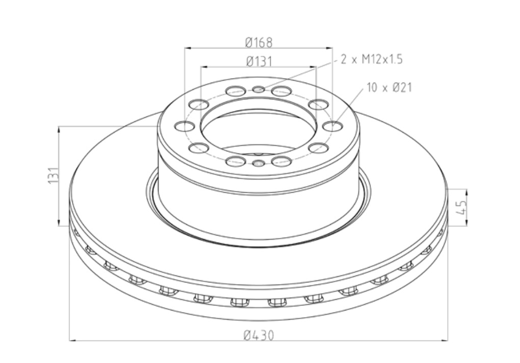 Kotouč brzdový 430x45x131 PN/ZN L/P MERCEDES Actros MP4, Antos