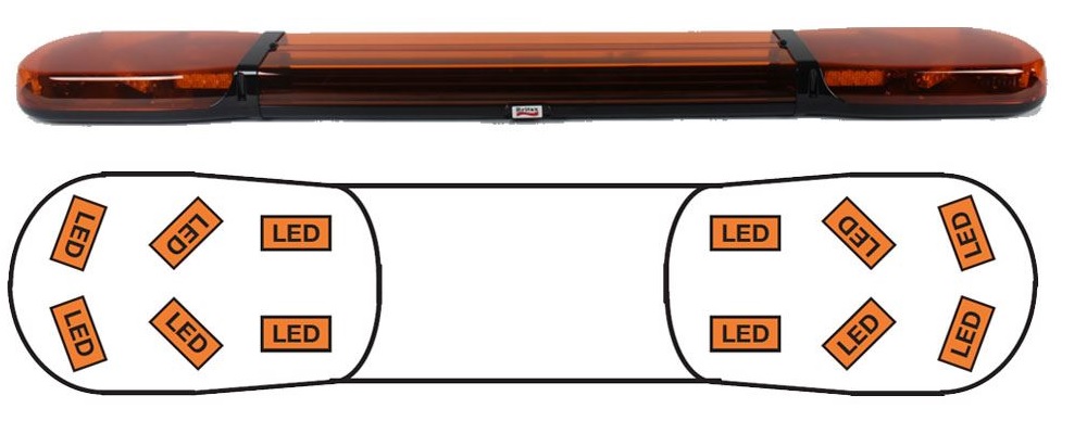 Rampa majáková ECCO Britax A13 12V/24V 12xLED/1500mm oranžová