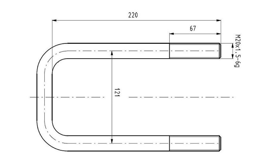 Třmen pera M20x1,5x220/67x121 s maticemi DAF CF