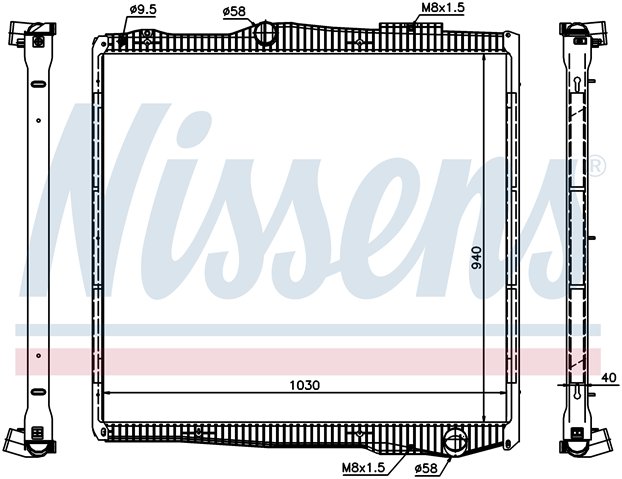 Chladič vody 940x1060x43 s rámem SCANIA L,P,G,R,S Euro 6 od 09.2016/ P,G,R,T Euro 5