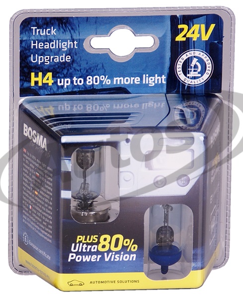 Žárovka H4 24V/70/75W P43t Plus 80% Ultra Power Vision Truck BOSMA - sada 2ks
