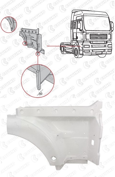 Držák - šachta schodu kabiny horní P MAN TGA XLX/XXL,TGX Euro 6