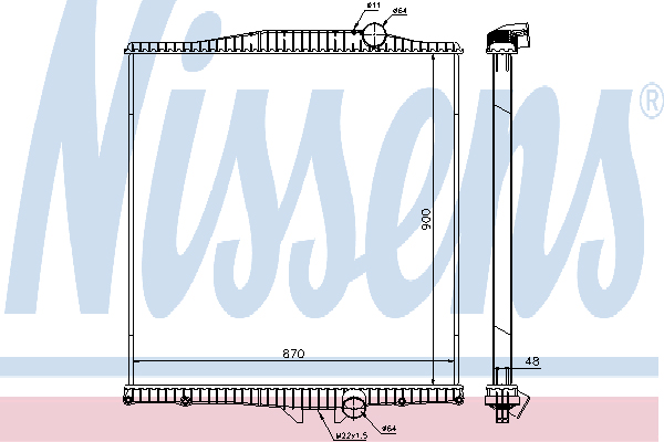 Chladič vody 900x870x48 bez rámu VOLVO FH12,FH16, FH13 od 2002