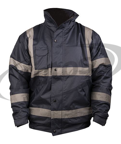 Bunda pracovní s reflexními prvky grafitová - zateplená s kapucí XL