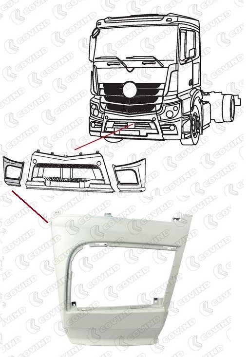 Roh předního nárazníku P MERCEDES Actros MP4 Euro 6 od 07.2011