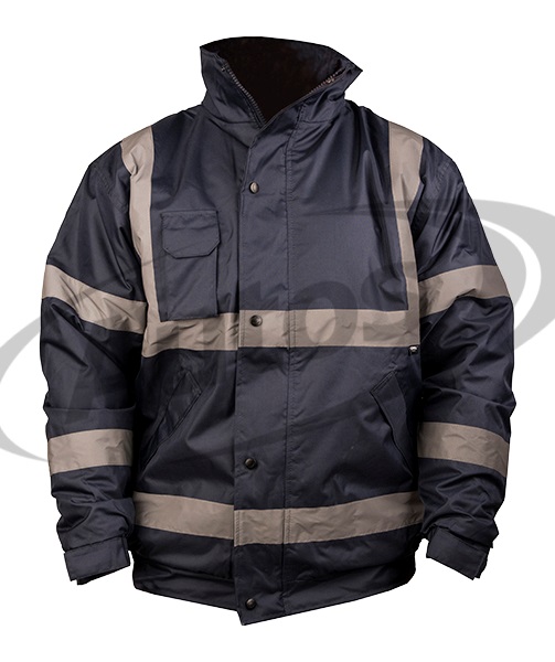 Bunda pracovní s reflexními prvky grafitová - zateplená s kapucí L