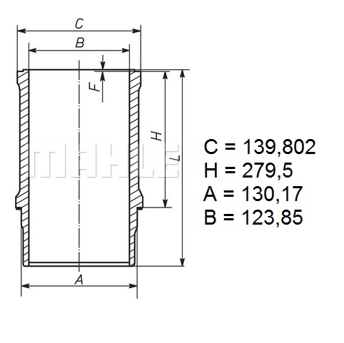 Vložka válce 124mm RVI Magnum 390/430/470 Magnum E.Tech MIDR 062465 do 2005 