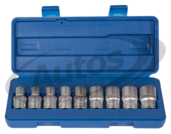 Sada nástrčných hlavic  1/2" torx E10-E24 9 ks