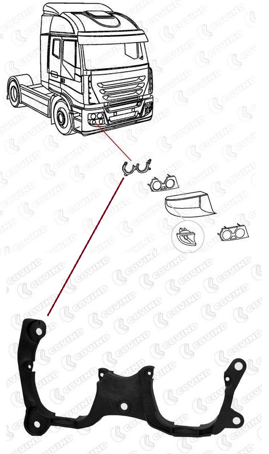 Držák hlavního světlometu P IVECO AD/AT/AS Stralis od 02.2002