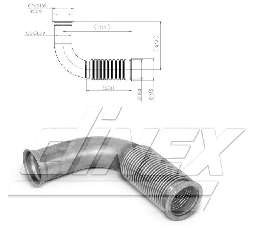 Trubka výfuku koncová s pružným dílem DAF LF45 od 04.2006