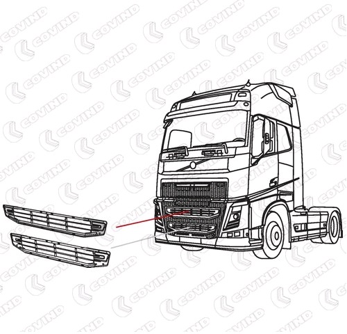 Mřížka masky kabiny - spodní část / horní VOLVO FH Euro 6
