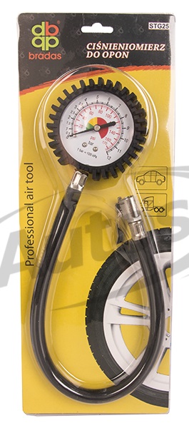 Pneuměřič analogový 12bar/40cm s hadičkou pro nákladní vozidla