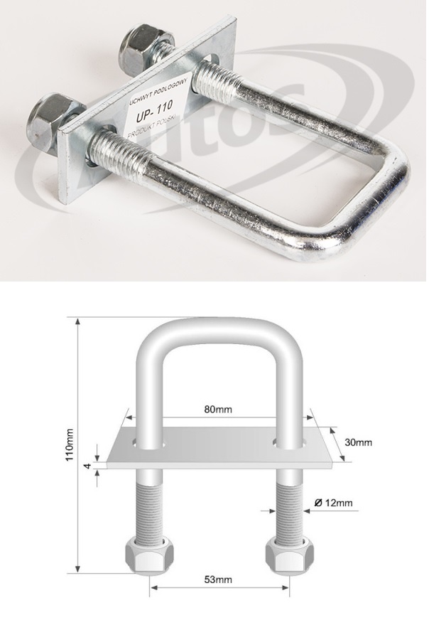 Oko kotvící do podlahy - třmen 110mm/ max.tažná síla 800 kg