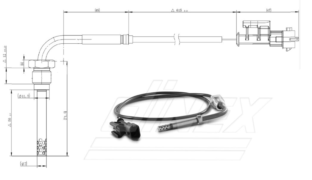 Snímač teploty výfukových plynů SCR za katalyzátorem IVECO E.Cargo Euro 6