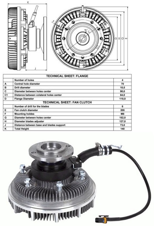 Viskospojka bez ventilátoru 205mm MAN TGA,TGS,TGX D2066 LF01-04/06/07/11-14/21, 22/31-34