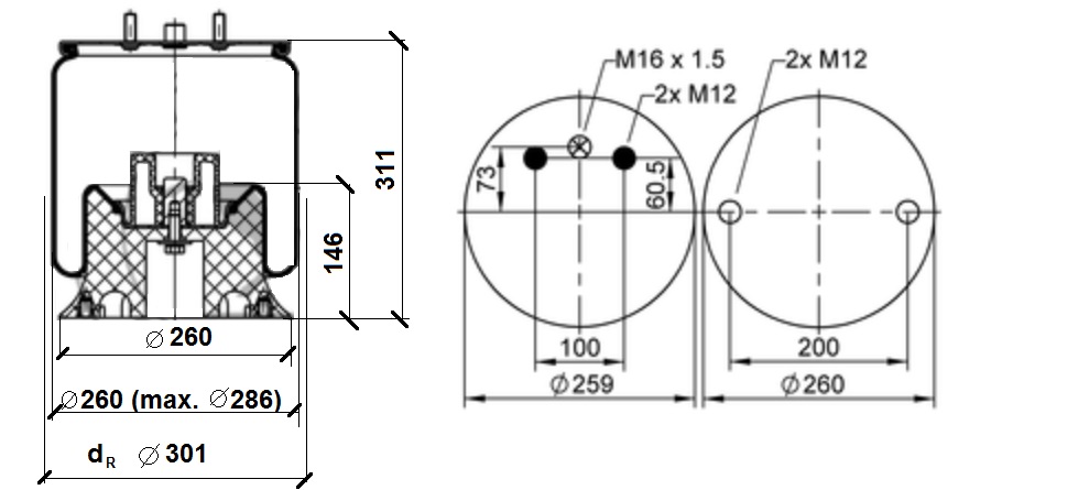 Vlnovec pérování kompletní - plastový zvon ZN RVI Midlum DXi5/7 od 2004, VOLVO