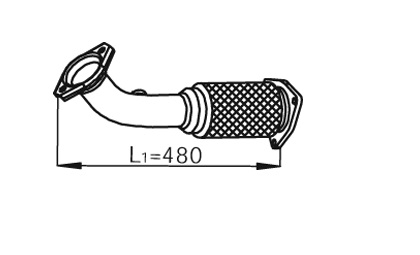 Trubka výfuku s tlumičem přední 480mm IVECO  Daily IV Euro 4 od 04.2006