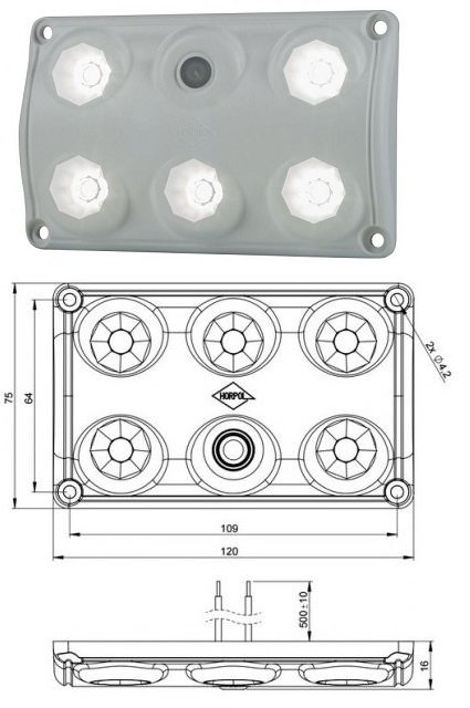 Osvětlení interiéru kabiny s vypínačem 12V/24V 5xLED, s kabelem 0,5m